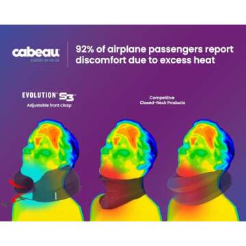 Cabeau Evolution S3 Travel Neck Pillow Memory Foam Neck Support, Adjustable Clasp, and Seat Strap At...