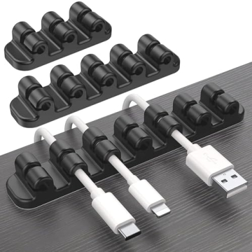SOULWIT Upgraded Cable Holder, Cable Management Cord Organizer Clips Silicone Self Adhesive for Desk...