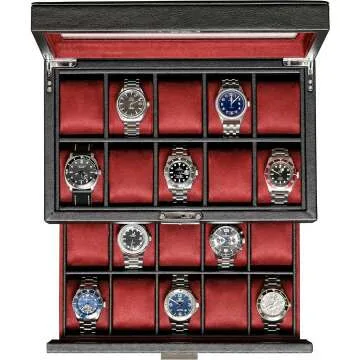 ROTHWELL Leather Watch Box - 20 Slot Organizer