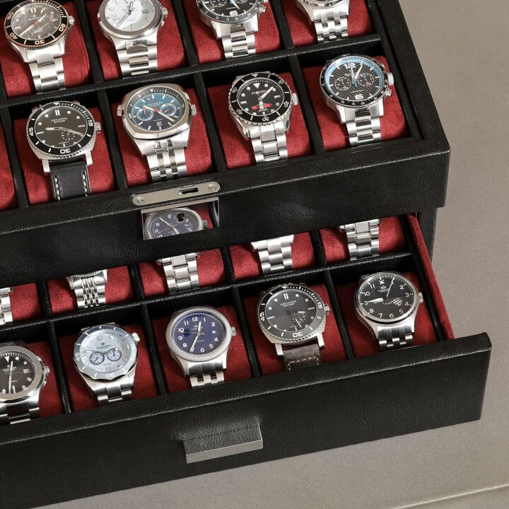 ROTHWELL Leather Watch Box - 20 Slot Organizer