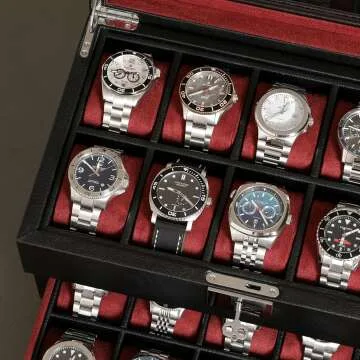 ROTHWELL Leather Watch Box - 20 Slot Organizer