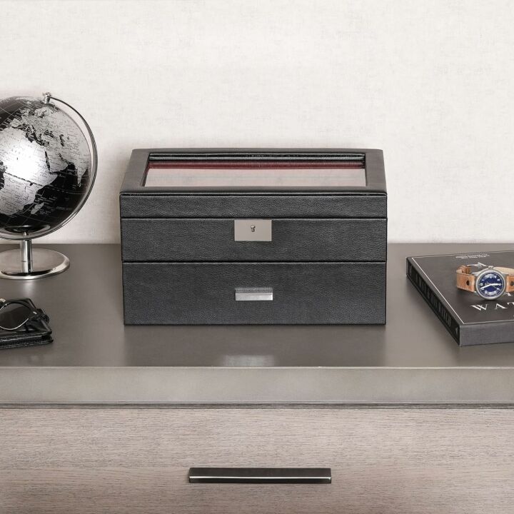 ROTHWELL Leather Watch Box - 20 Slot Organizer