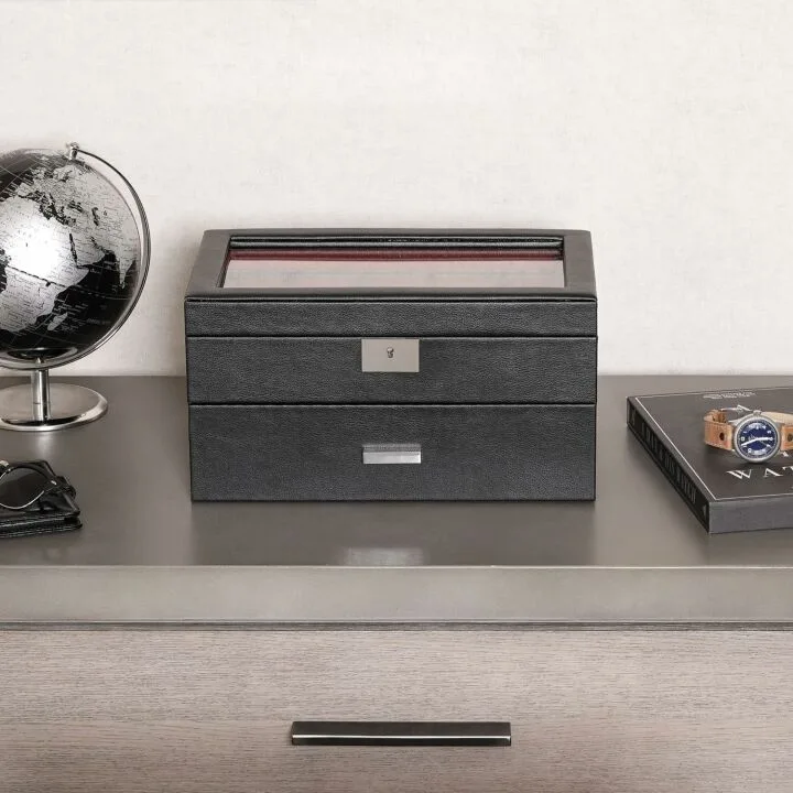 ROTHWELL Leather Watch Box - 20 Slot Organizer