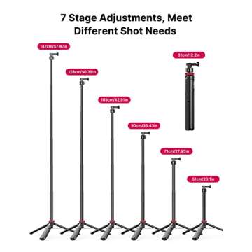 57in Extendable Selfie Tripod Accessories for Action Cameras - ULANZI Go Quick II Long Action Camera...