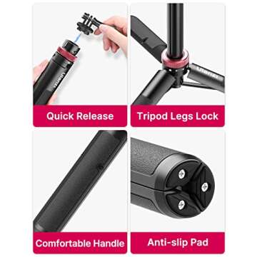 57in Extendable Selfie Tripod for Action Cameras
