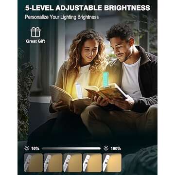 2-Pack Book Lights for Reading at Night, USB Rechargeable Book Light for Reading in Bed, Portable Clip-on LED Reading Light, 30/60-min Timer, 3 Amber Colors, 5 Brightness Dimmable, 6 Bookmarks, Kids