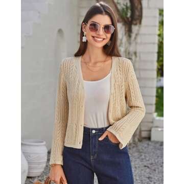 Lightweight Cropped Cardigan for Women - Stylish & Versatile