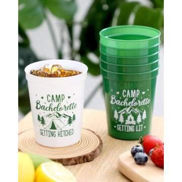 Nefelibata Camp Bachelorette Party Plastic Cups 12PCS Camping Stadium Cups Getting Hitched Bridal Sh...