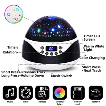 RTOSY Stars Night Light Projector with Remote Control