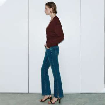 URBAN REVIVO Women Knitted Cardigans Long Sleeve V-Neck Lightweight Sweater One Leaf Button Down Outwear Wine Red,Large