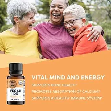 Vimergy Vegan D3 – Supports Bone Health* – Benefits Immune Function* – USDA Certified Organic, Vegan, Gluten-Free – 15 mL (96 Servings)