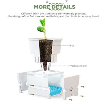LETPOT Self Watering Planter, 21 Days Watering Free, Hanging Planter for Indoor and Outdoor, Planter Box for Strawberry, Flower Pot for Herb, Tomato, Wall Planter, White, Durable Resin (2-Unit Pot)