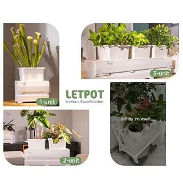 LETPOT Self Watering Planter, 21 Days Watering Free, Hanging Planter for Indoor and Outdoor, Planter Box for Strawberry, Flower Pot for Herb, Tomato, Wall Planter, White, Durable Resin (2-Unit Pot)