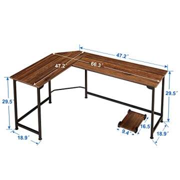 VECELO 66 Inch L-Shaped Computer Desk Home Office Desk With Cpu Stand/Pc Laptop Study Writing Table ...