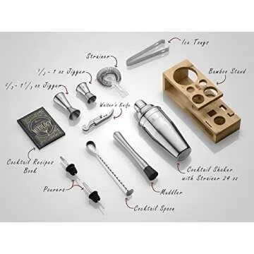 ROCKSLY Mixology Bartender Kit with Bamboo Stand