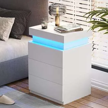 Modern ADORNEVE Nightstand with LED Lights and USB Ports