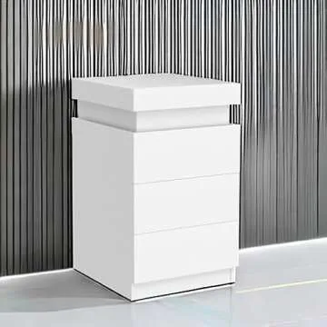 Modern ADORNEVE Nightstand with LED Lights and USB Ports