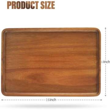 16x12 Acacia Wood Serving Trays - Elegant and Durable Wooden Platters
