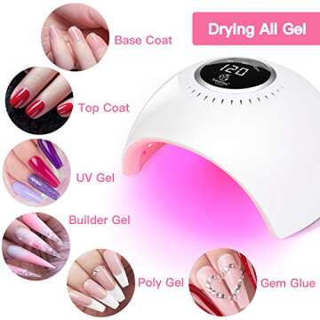 Beetles Gel Nail Polish LED Nail Lamp - 84W Nail Dryer Curing Nail Polish Gel Set/Base Gel/Top Coat/Poly Nail Gel Extension for Professional Gel Manicure Kit Nail Art Design Salon DIY at Home