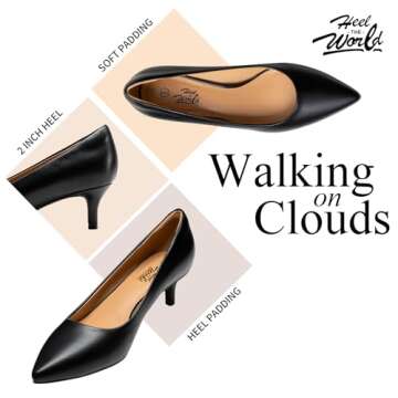 Heel The World Black Pumps, Black Kitten Heels for Women, Black Heels, Closed Toe Heels, Size 9.5