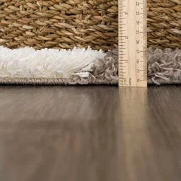 Hauteloom Atira Contemporary Checkered Fluffy Shag Area Rug - Modern Geometric Carpet Tiles for Living Room, Kids Room, Nursery - Plush Pile - Brown, Cream, White - 7'10" x 10'3"