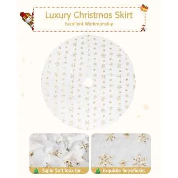 Christmas Tree Skirt Large Faux Fur Holiday Decor 48 Inch