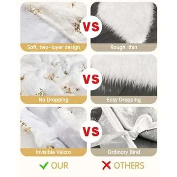 Christmas Tree Skirt Large Faux Fur Holiday Decor 48 Inch