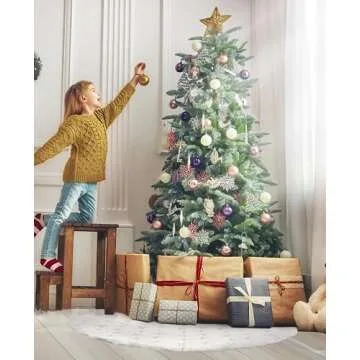 Christmas Tree Skirt Large Faux Fur Holiday Decor 48 Inch