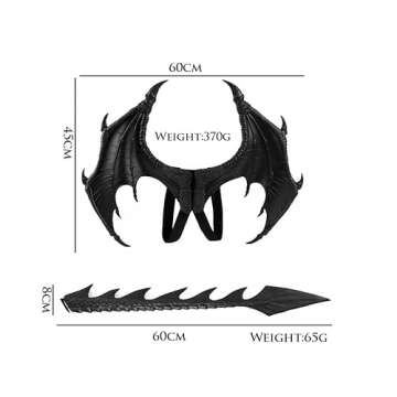 Himine Dragon Wings Props Cosplay Wing With Tail (Black)