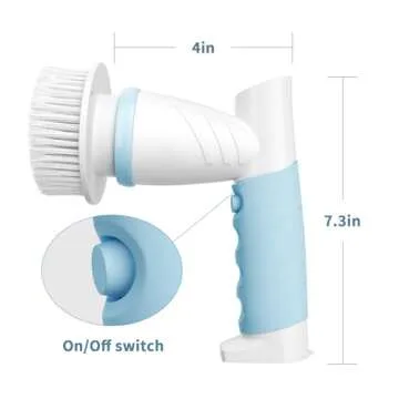 SZFIXEZ Electric Spin Scrubber, Electric Cleaning Brush Scrubber for Bathroom Electric Spin Cleaner with 4 Replaceable Shower Cleaning Brush Heads for Wall, Tile Floor, Bathtub, Toilet, Window