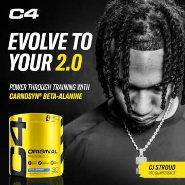 Cellucor C4 Original Pre Workout Powder ICY Blue Razz - Vitamin C for Immune Support - Sugar Free Preworkout Energy for Men & Women - 150mg Caffeine Plus Beta Alanine Plus Creatine - 30 Servings