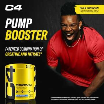 Cellucor C4 Original Pre Workout Powder ICY Blue Razz - Vitamin C for Immune Support - Sugar Free Preworkout Energy for Men & Women - 150mg Caffeine Plus Beta Alanine Plus Creatine - 30 Servings