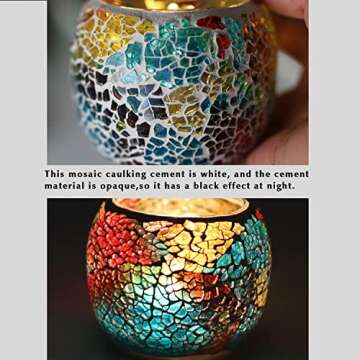 Votive Candle Holders for Table Centerpiece (NO Candles) Wedding Dinner by Candlelight,Tea Light Holders Mosaic Candle Holdes Candlescape Bowl for Valentine's,Christmas Party Decor 1 PC(Rainbow)