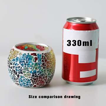 Votive Candle Holders for Table Centerpiece (NO Candles) Wedding Dinner by Candlelight,Tea Light Holders Mosaic Candle Holdes Candlescape Bowl for Valentine's,Christmas Party Decor 1 PC(Rainbow)