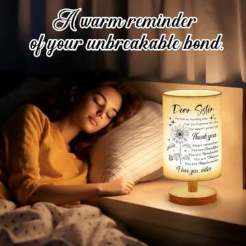 WSYEAR Sister Gifts for Women,Sister Birthday Gifts from Sister, Gifts for Sister Table Lamp with Wooden Stand Anniversary Wedding Birthday Gifts for Sisters