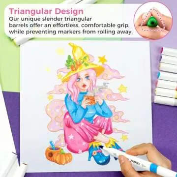 Ohuhu Markers, 48-color Double Tipped Alcohol Markers, Chisel & Fine Alcohol-based Art Marker Set for Adults Coloring Illustration, Great Value Pack for Students' Art Class, Better Designed Grip