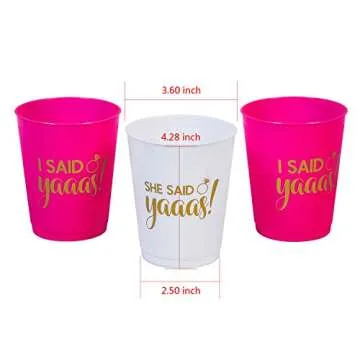 Bachelorette Party Cups 13 She said yaaas Cups 2 I Said yaaas Cups 15 Count, 16 Oz. | Engagement Party Decoration Bride to Be Gift
