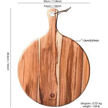 BILL.F Acacia Wood Pizza Peel for Serving & Cutting