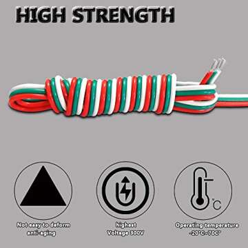 AOTOINK 100ft Extension Cable 3 Pin Wire Cord 30M 22AWG Hookup Electrical 3 Color Wire Stranded Tinned Copper Cord for Led Strips WS2812B WS2811 Dream RGB Color 3528 5050,12/24V DC LEDs RGB Lighting