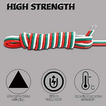 AOTOINK 100ft Extension Cable 3 Pin Wire Cord 30M 22AWG Hookup Electrical 3 Color Wire Stranded Tinned Copper Cord for Led Strips WS2812B WS2811 Dream RGB Color 3528 5050,12/24V DC LEDs RGB Lighting