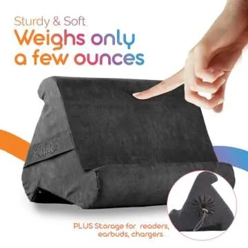 Flippy Tablet Pillow Stand - Cushion Tablet Stand & Holder, Bed Support for Lap and Desk, Compatible with Phone & Book Reading: Kindle, iPad Pro, iPhone & Samsung - Smokey
