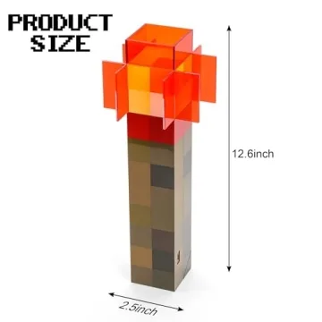 Torch Lamp - Torch Light with Wall Mountable - 11 Inch LED Night Light - USB Rechargeable for Nightstand Lamp - Costume Cosplay Light - Kid's Bedroom Living Room Gaming Room Study Room Decor (Red)