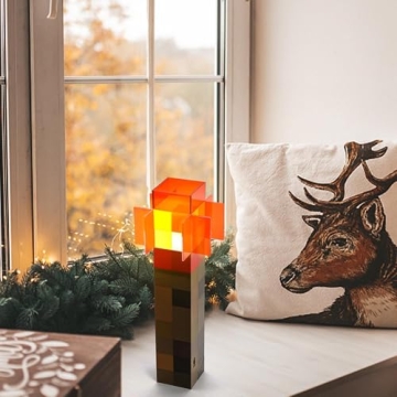 Torch Lamp - Torch Light with Wall Mountable - 11 Inch LED Night Light - USB Rechargeable for Nightstand Lamp - Costume Cosplay Light - Kid's Bedroom Living Room Gaming Room Study Room Decor (Red)