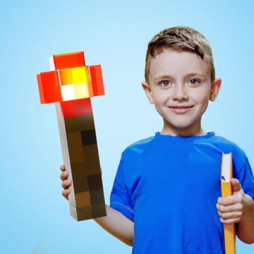 Torch Lamp - Torch Light with Wall Mountable - 11 Inch LED Night Light - USB Rechargeable for Nightstand Lamp - Costume Cosplay Light - Kid's Bedroom Living Room Gaming Room Study Room Decor (Red)