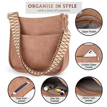 Viva Terry Vegan Leather Crossbody Fashion Shoulder Bag Purse with Adjustable Strap (Pink)