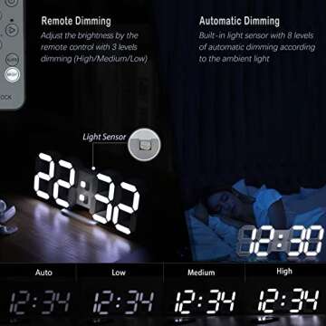 KOSUMOSU 3D LED Wall Clock with Remote Control