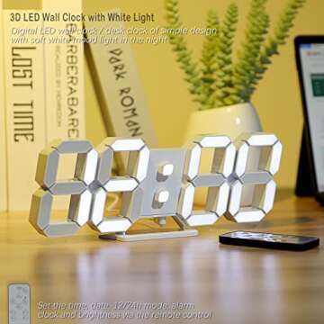 KOSUMOSU 3D LED Wall Clock with Remote Control