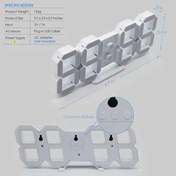 KOSUMOSU 3D LED Wall Clock with Remote Control