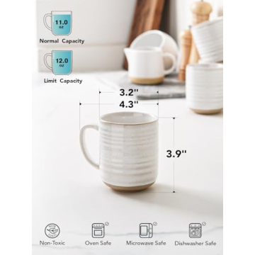 LE TAUCI Ceramic Coffee Mugs Set of 4 for Gifts