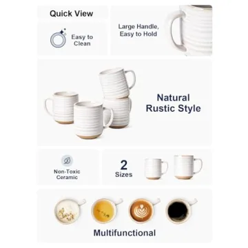 LE TAUCI Ceramic Coffee Mugs Set of 4 for Gifts